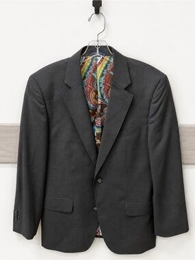 Bonobos Limited Edition Blazer Mens 40 Gray Wool Sport Coat Silk Paisley Lining
